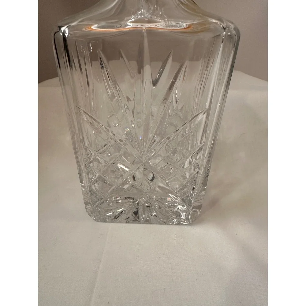 Gorham Full Lead Crystal Decanter Square Handcrafted West Germany Starburst 11in
